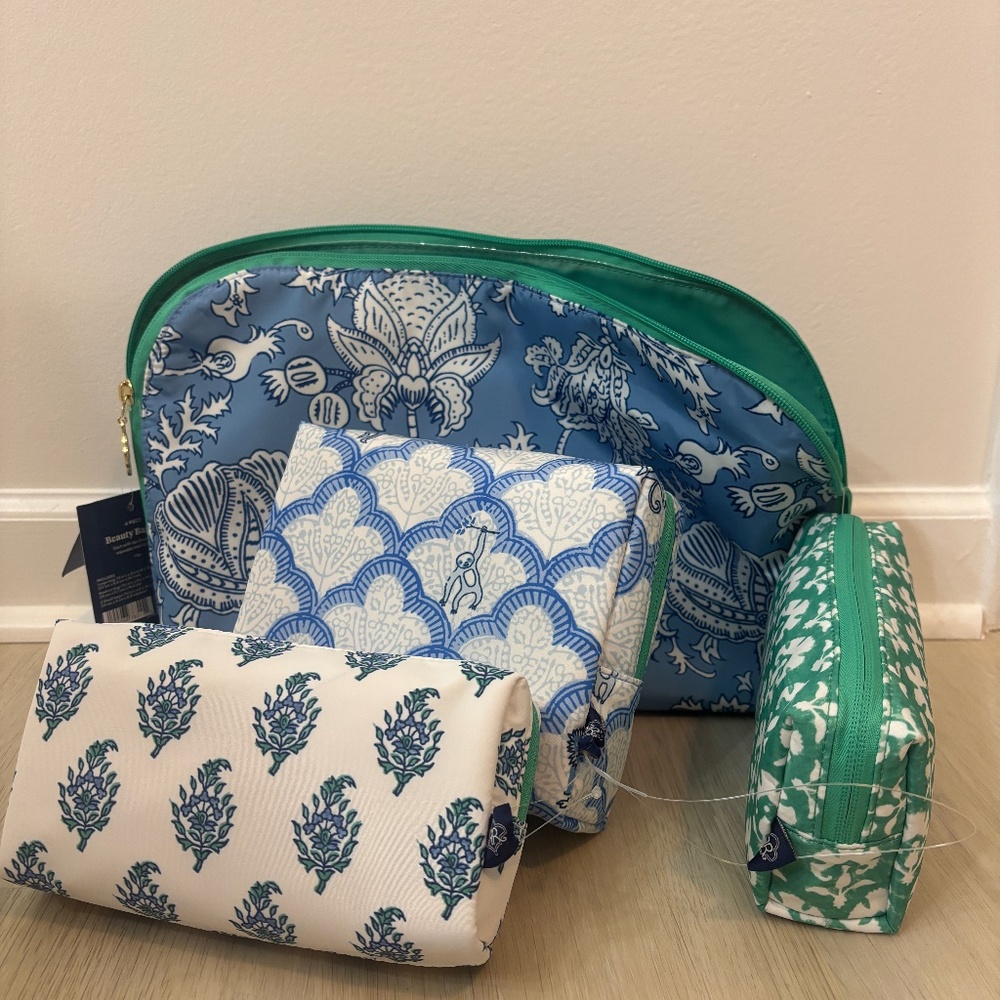 *NWT* Roller Rabbit x Target 4pc Floral Vines Multi-Purpose Pouch Set – Blue